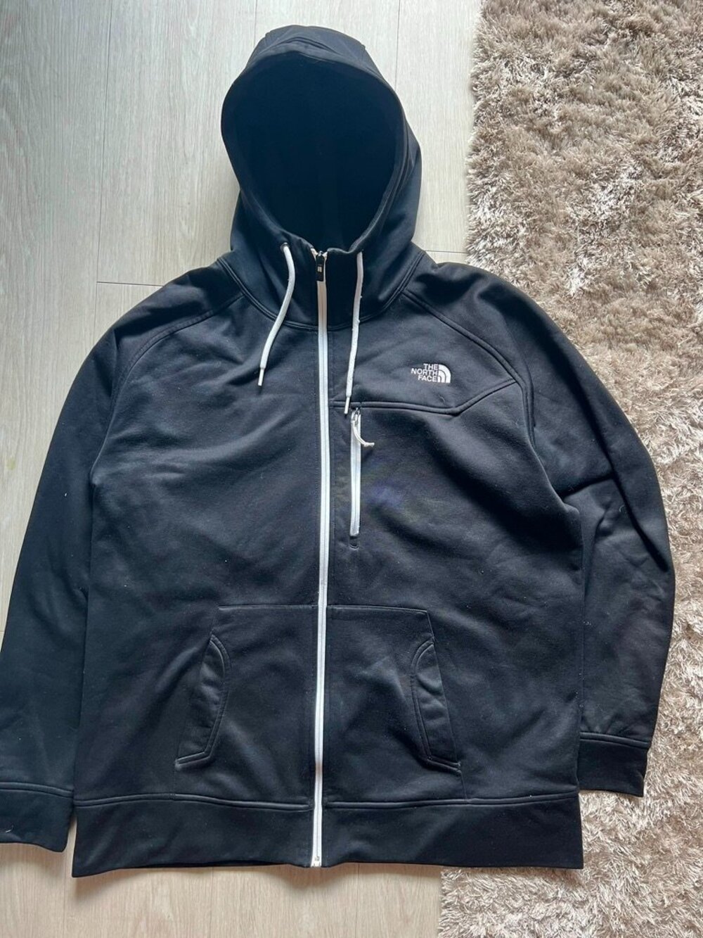 The North Face Full Zip Hoodie Men’s XL Black Pockets Draw Strings Outdoor